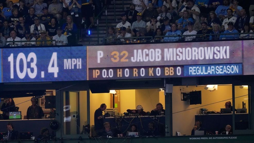 Brewers' Jacob Misiorowski sets World Series velocity record on his first pitch — Fox 11 Green Bay Sports, Shoreview Sports news